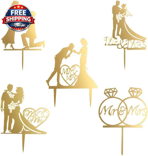 5pcs wedding cake topper - cake, bride